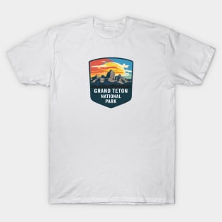 Grand Teton National Park Majestic Sunset Emblem T-Shirt